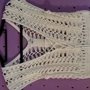 NWOT Fashion Nova Womens XS Knit White Crochet Bodycon Top